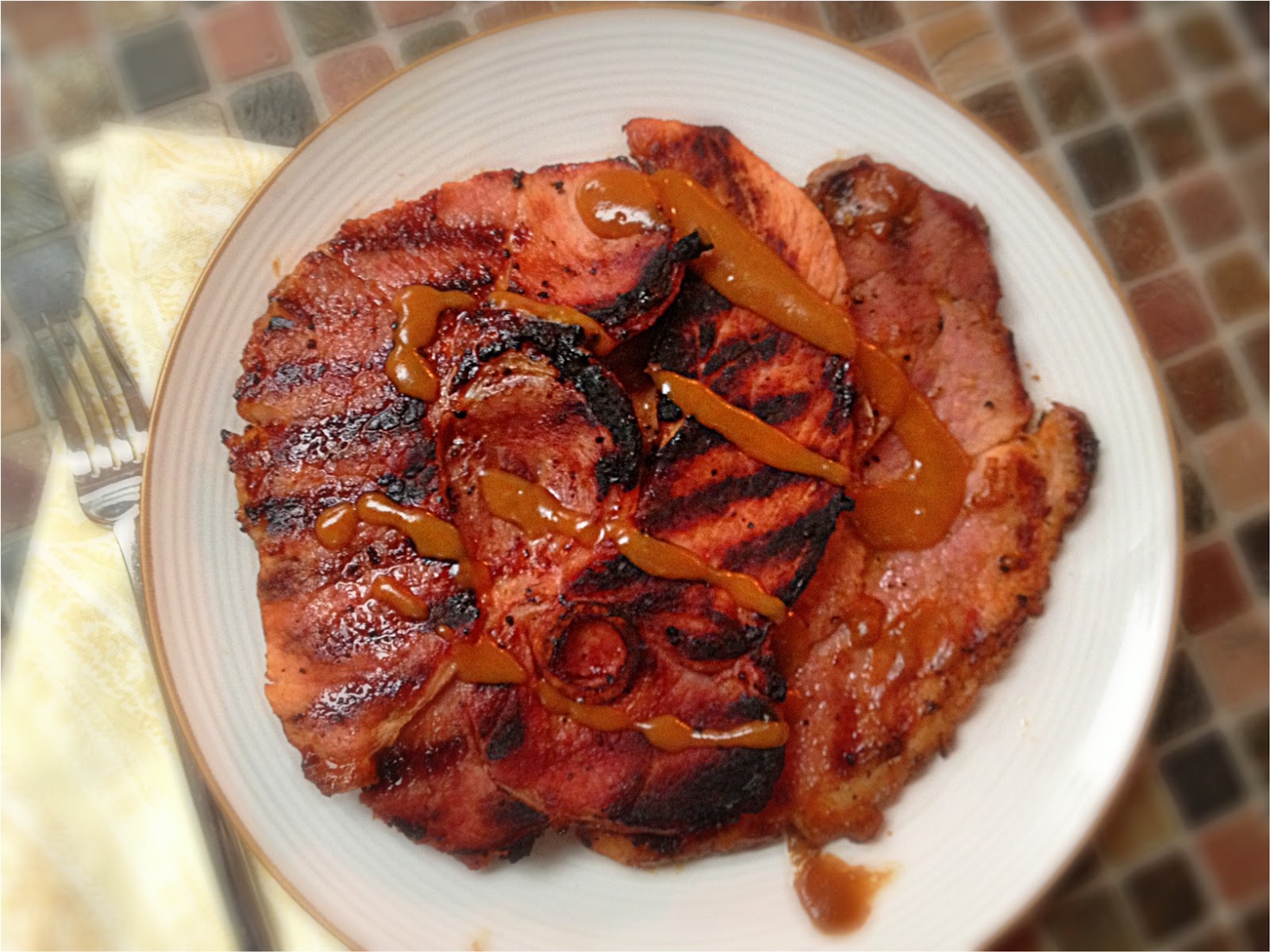 Barbecue Glazed Ham Steak with Maque Choux Recipe Healthy Pork Recipe