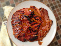 Barbecue Glazed Ham Steak with Maque Choux Recipe | Healthy Pork Recipe