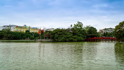 Hoan Kiem lake, Ngoc Son Temple and The Huc bridge in one shot