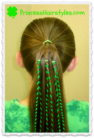 St. Patrick's Day Hairstyle, Ribbon Ponytail