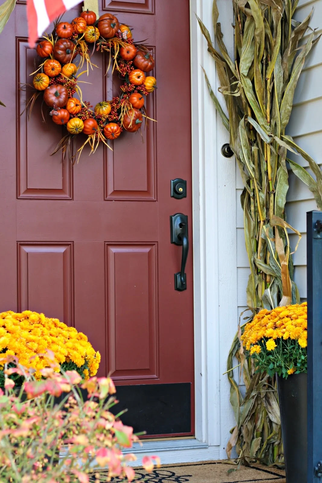 DIY fall pumpkin wreath with grapevine