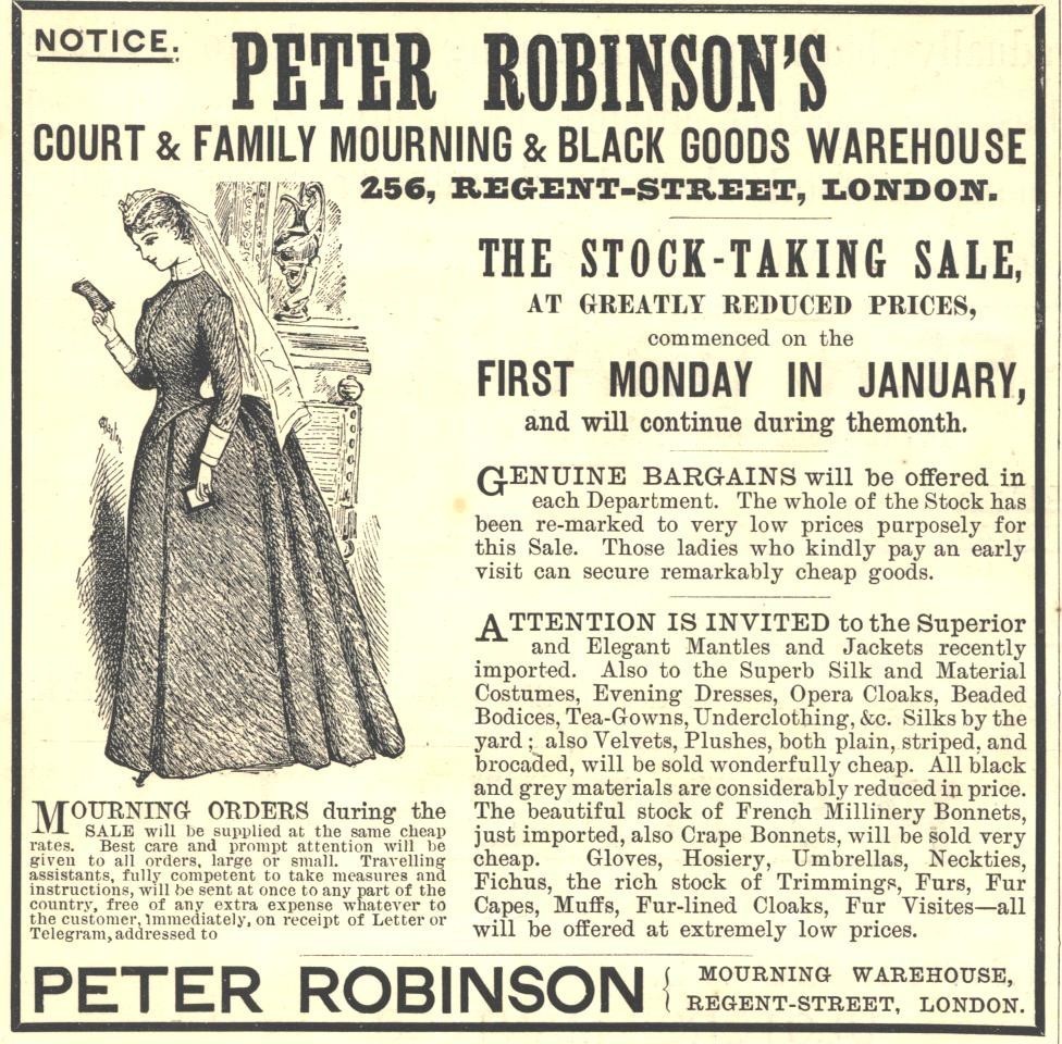 The Victorian Mourning Blog Peter Robsinson Mourning Warehouse Ad