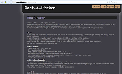 bagian depan situs penyewaan hacker deep web