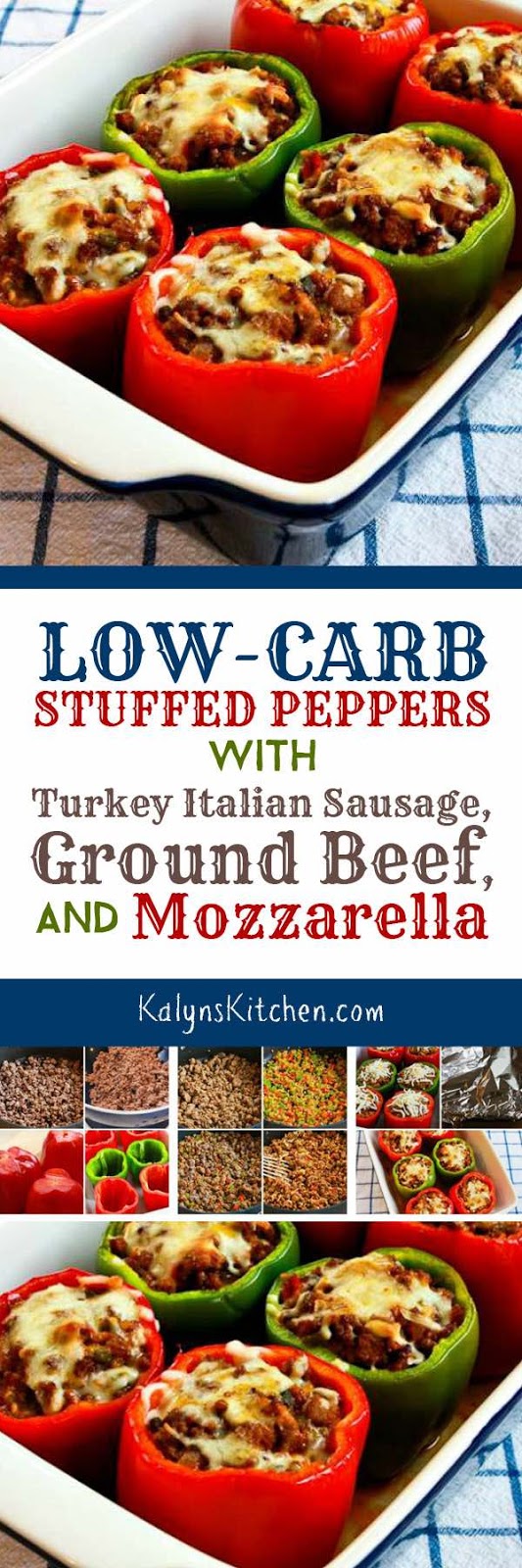 Low-Carb Stuffed Peppers with Turkey Italian Sausage, Ground Beef, and ...