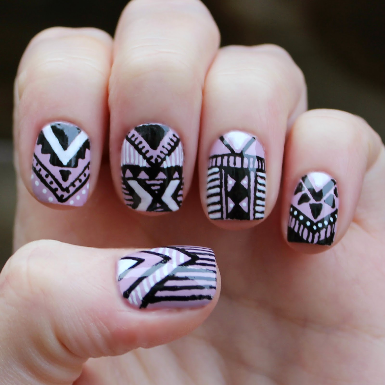 Dahlia Nails: Then and Now: Lilac Aztec
