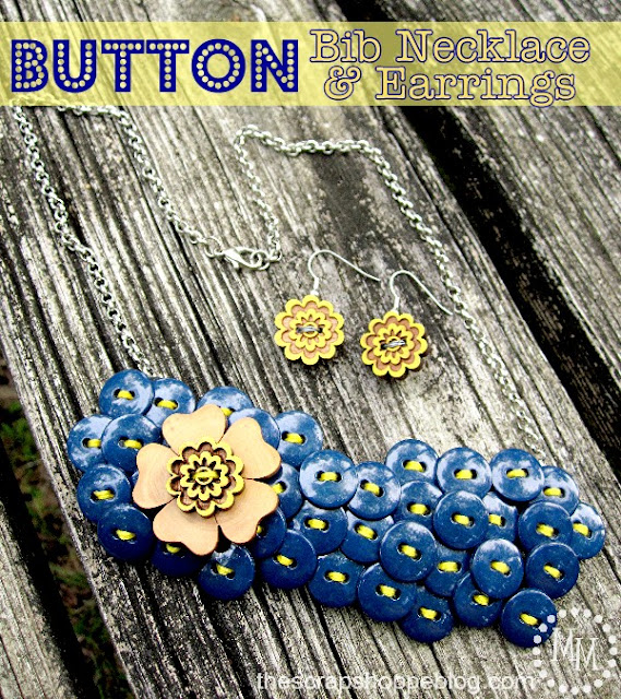 Button bib necklace and earrings tutorial