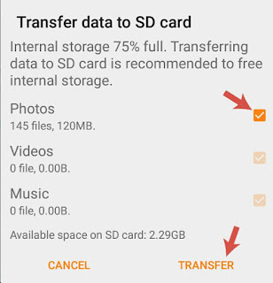 Transfer data to SD card