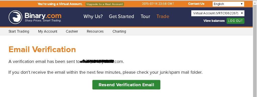 Verification email sent please check your email. We are unable to resend the verification email at this time..