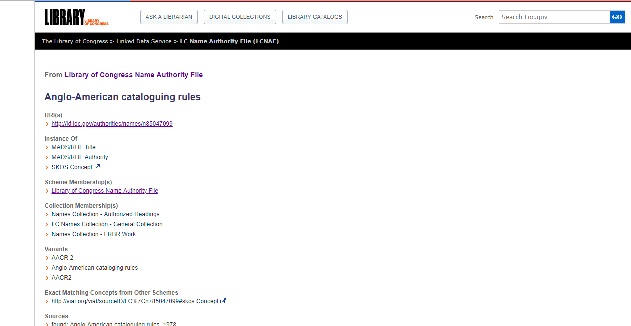 AngloAmerican Cataloguing Rules (AACR, AACR2, AACR2R)