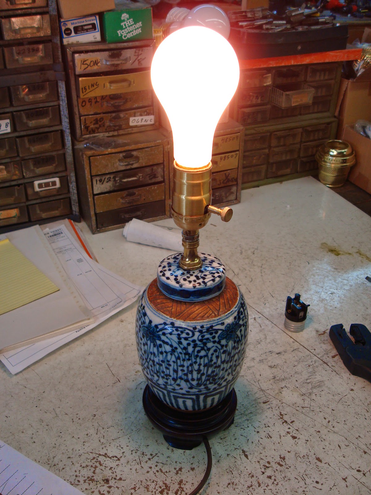 small porcelain lamp complete