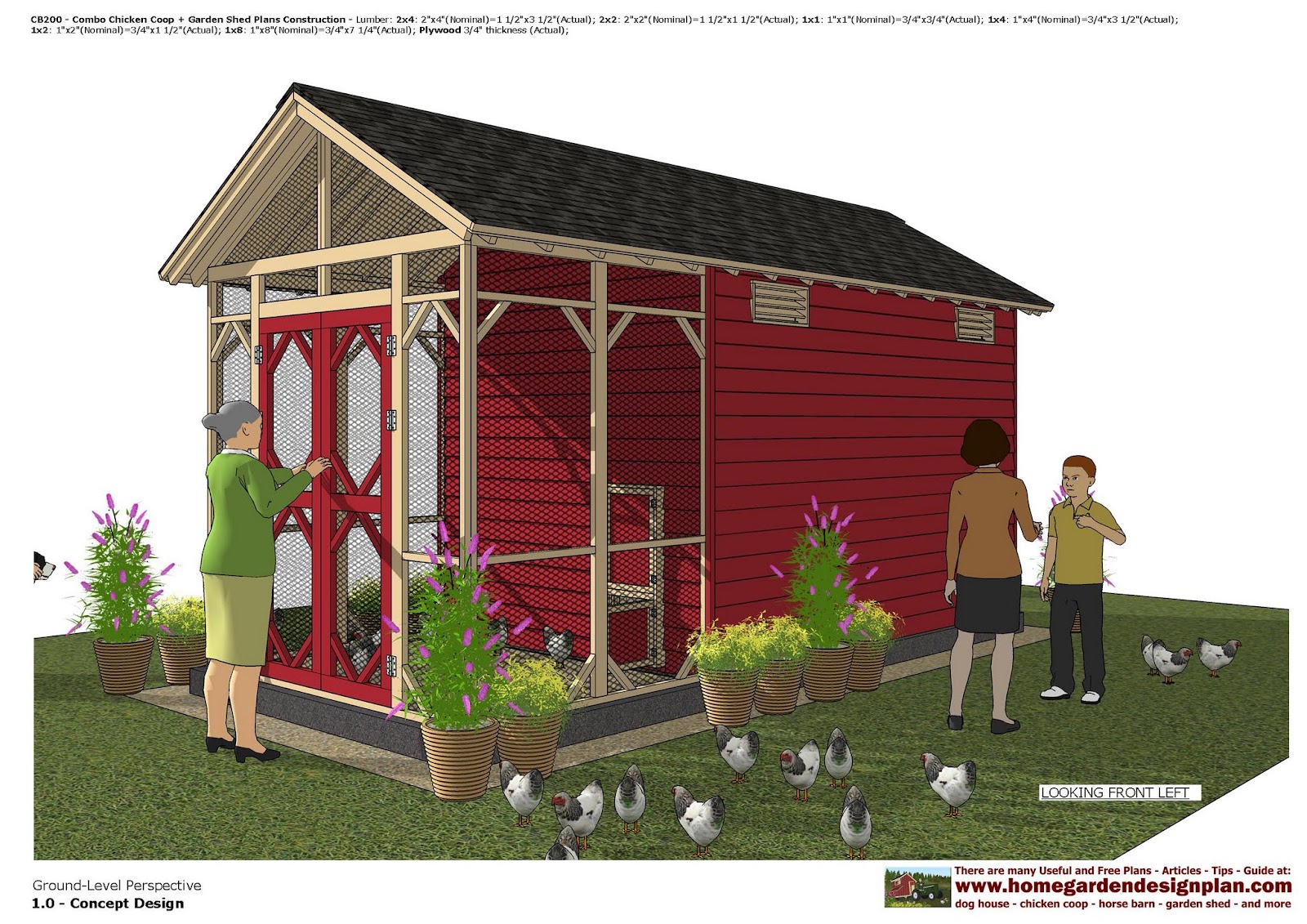 home garden plans CB200 _ Combo Chicken Coop + Garden Shed Plans