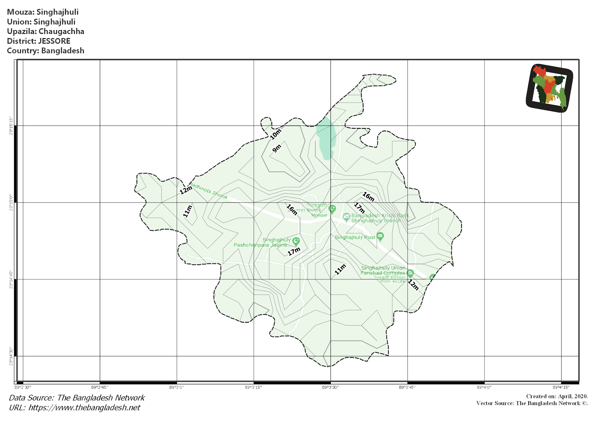 Map of Singhajhuli Mouza of Chaugachha Upazila, JESSORE Map of Singhajhuli Mouza of Chaugachha Upazila, JESSORE, Bangladesh.