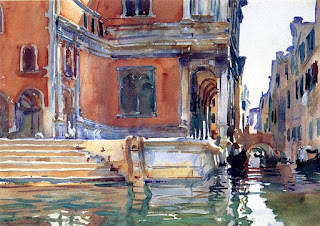 Sargent's impressionist-style watercolour of the Scuola di San Rocco in Venice, noted for its collection of Tintoretto paintings