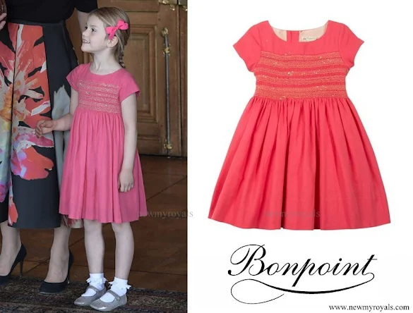 Princess Estelle wore Bonpoint Classic Smocked Wool Cotton Dress