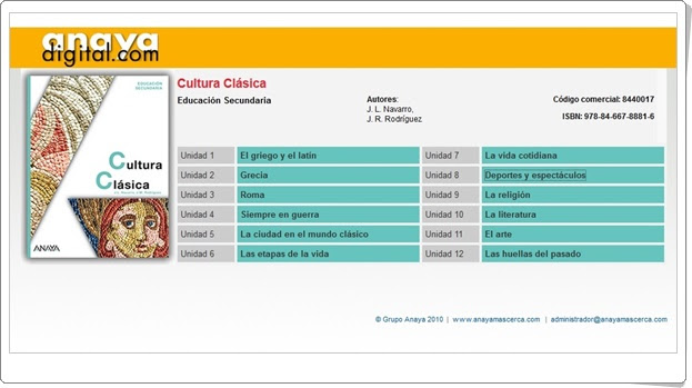 Anaya Digital:  “Cultura clásica de Educación Secundaria”