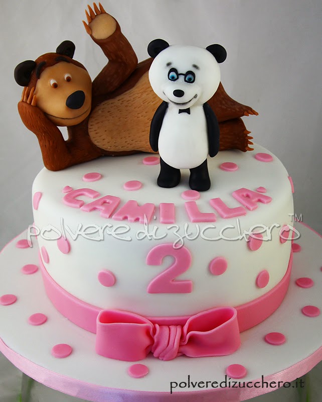 masha e orso panda pasta di zucchero polvere di zucchero cake design torte decorate