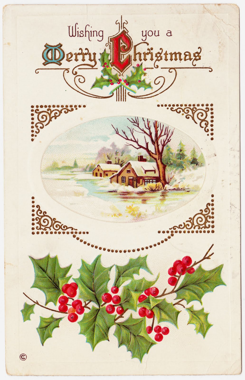 Papergreat: Postcard: Wishing Thoma a Merry Christmas in 1913