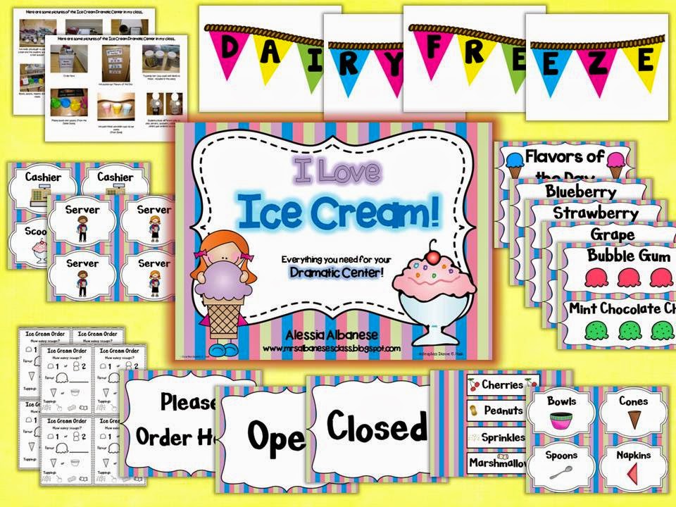 http://www.teacherspayteachers.com/Product/Ice-Cream-Parlor-Dramatic-Play-Center-1230995