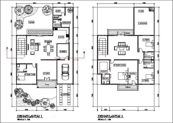 Denah Rumah 2 (dua) Lantai terbaru - Informasi dan Model Rumah