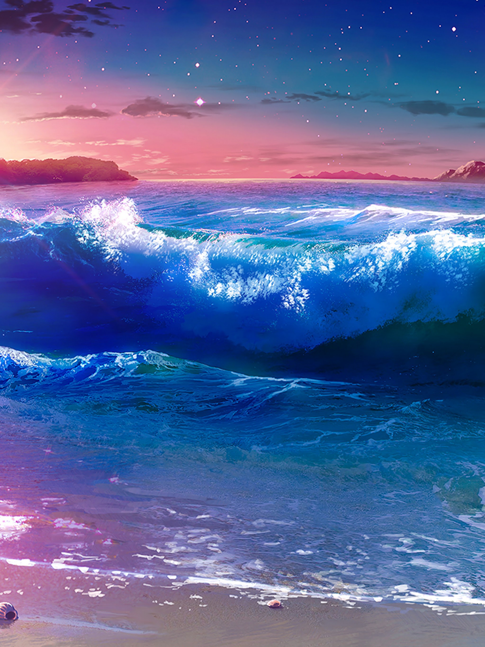 Sunset Beach Background Anime : Desktop Wallpaper Original Anime Sunset