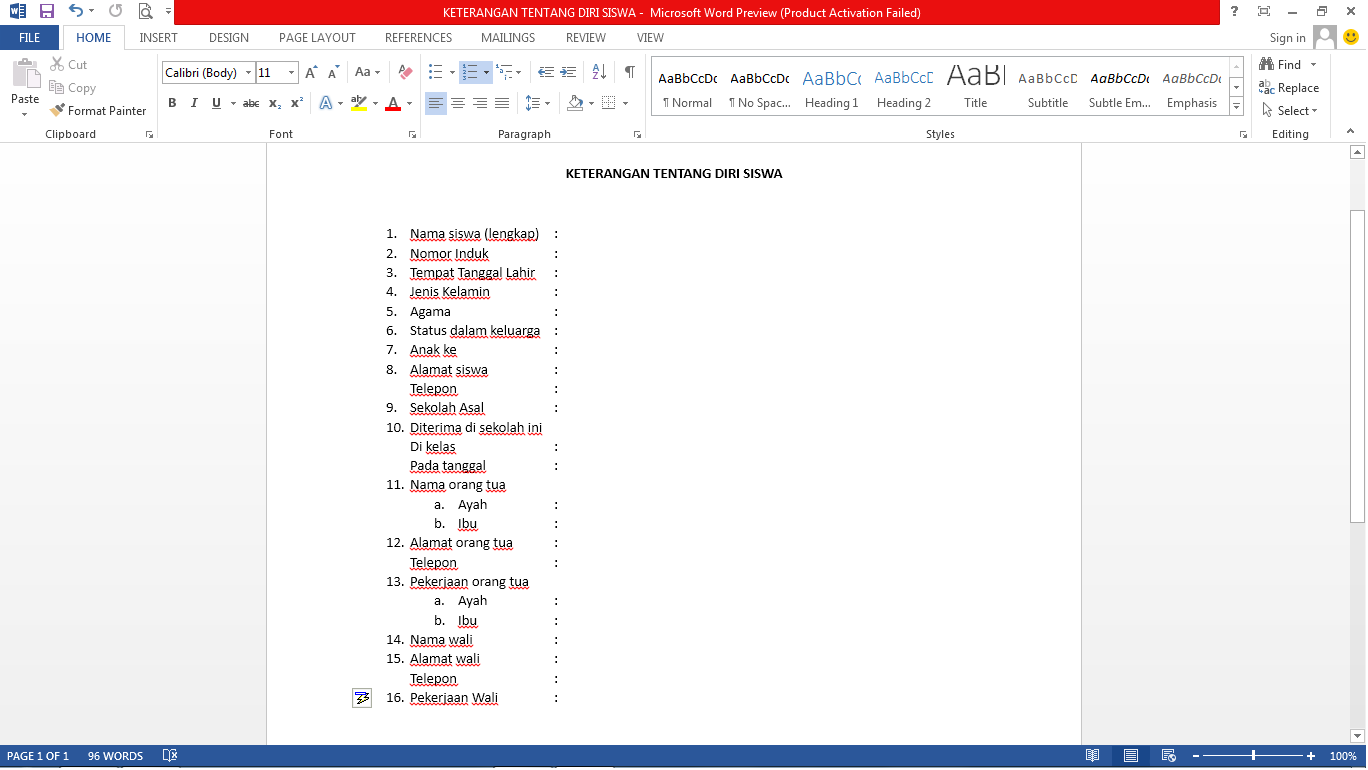 Balimo13 FORMAT DATA DIRI SISWA UNTUK RAPORT Balimo13 FORMAT DATA DIRI SISWA UNTUK RAPORT