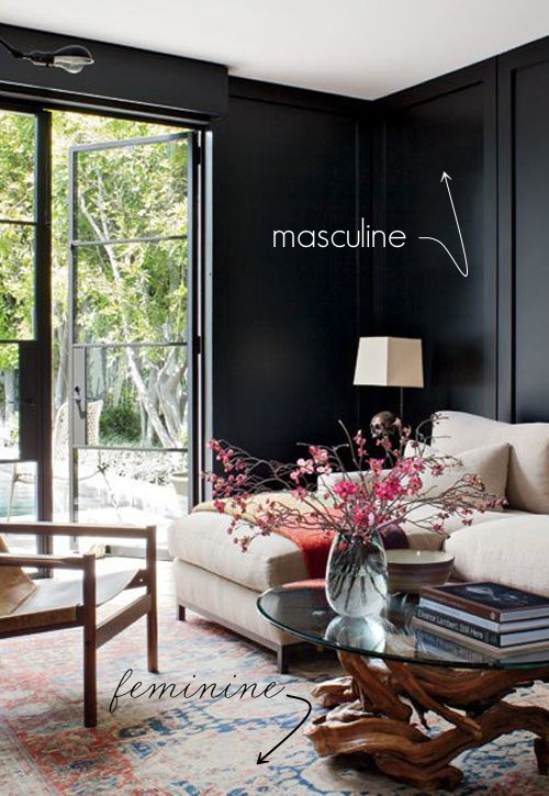 La Dolce Vita Two Styles, One Room Masculine and Feminine Family Room