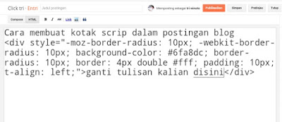 Clicktri.com Kotak scrip | memasang kotak scrip