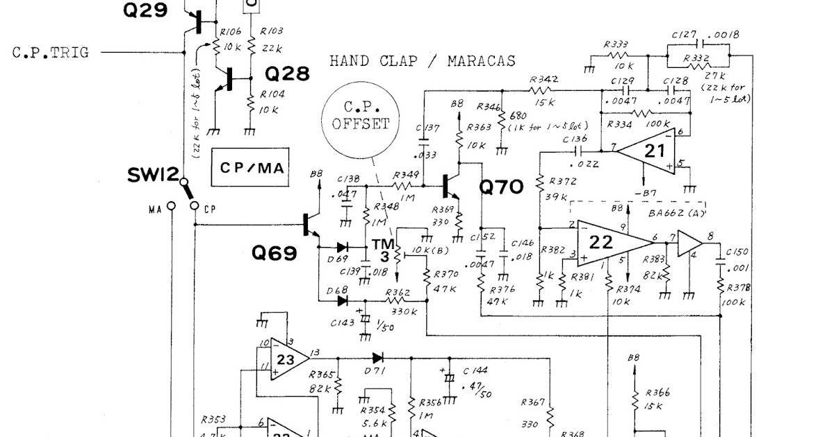Sviken av elektroniken 808 Drum schematics.
