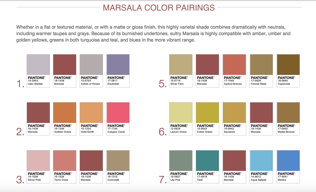 Marsala Color Pairings