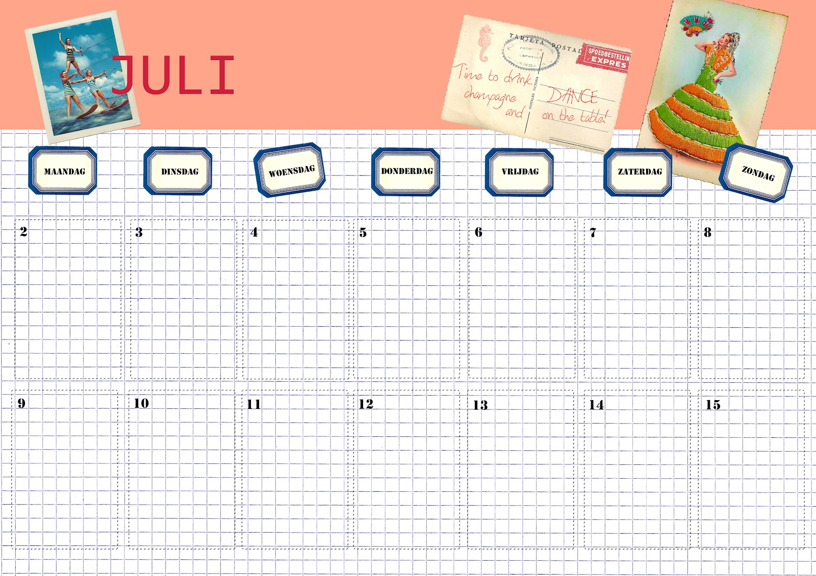 Papier Appelzee Kalender juli en augustus - Appelzee