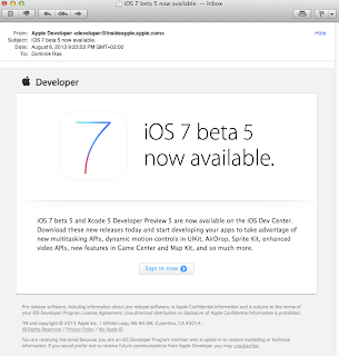 iOS 7 beta 5 and Xcode Developer Preview 5 are now available