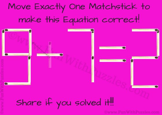 5+7=2 Matchstick Puzzle Answer