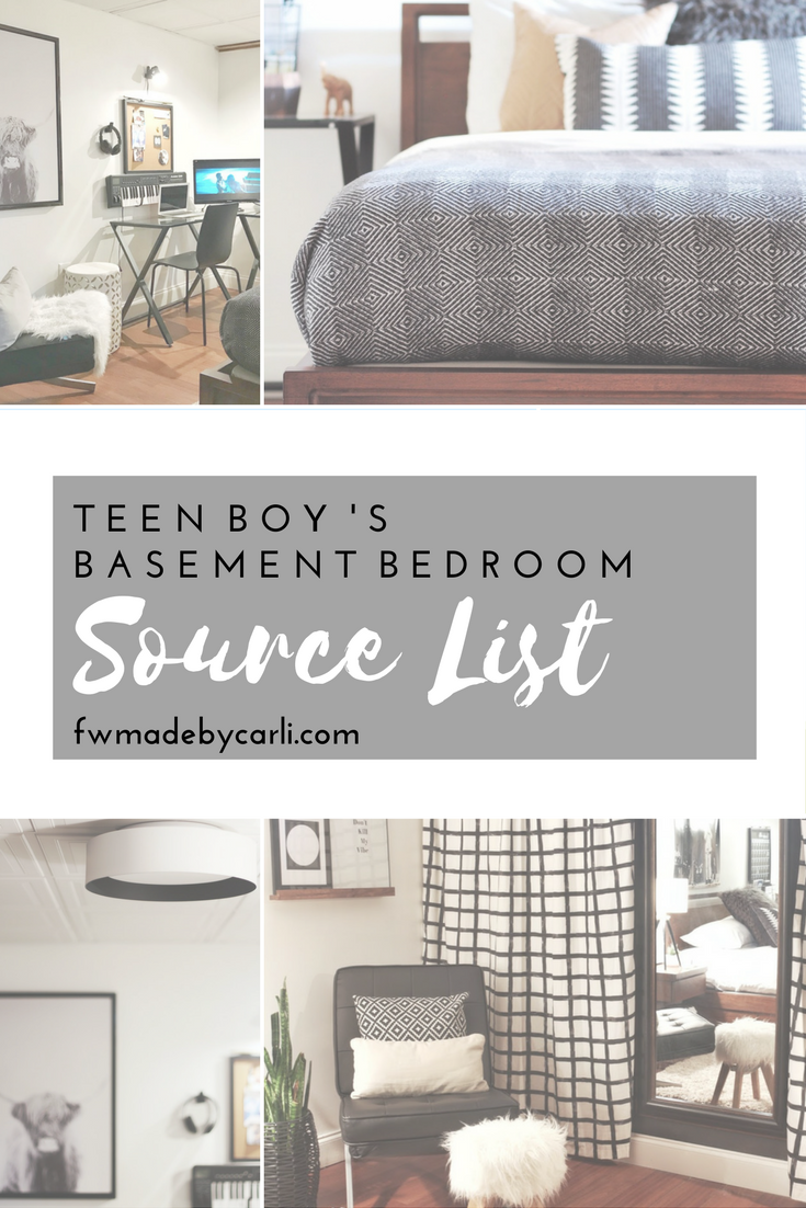 Teen Boy's Bedroom Source List - Made by Carli