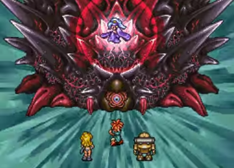 Crono, Ayla, and Robo take on the Dream Devourer, the secret boss of Chrono Trigger DS... and captor of a familiar face