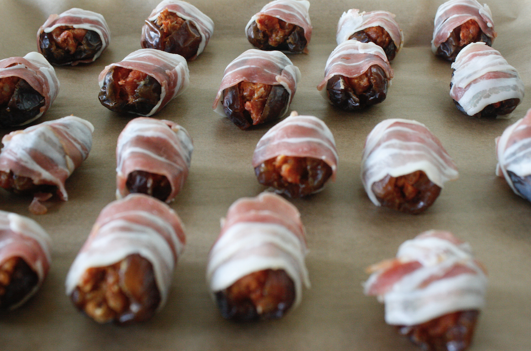 ME AND MY FOOD Chorizo filled Dates Wrapped in Bacon