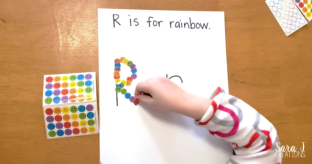 R is for Rainbow fine motor practice