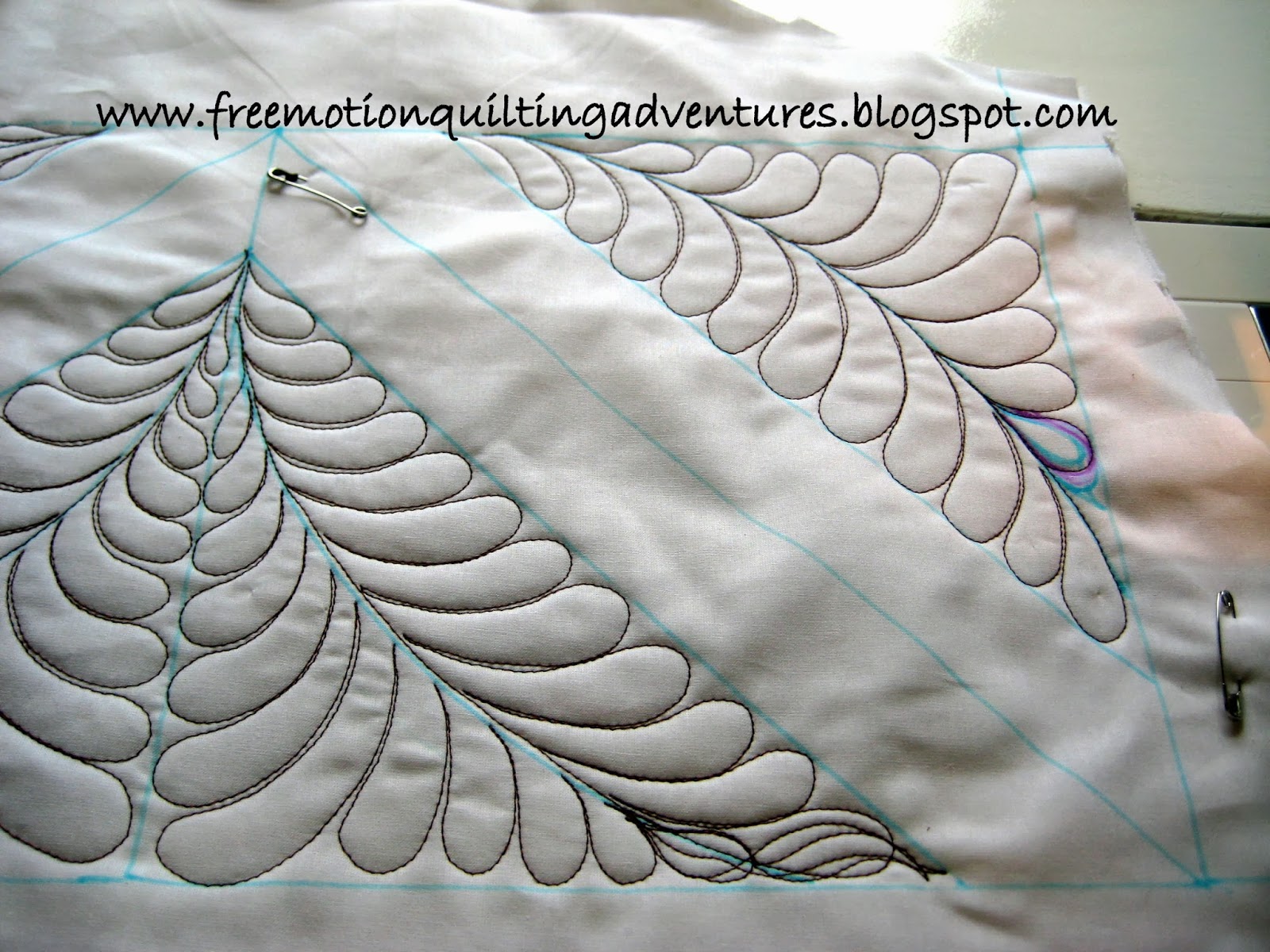 Amy's Free Motion Quilting Adventures Free Motion Feathers in Triangles