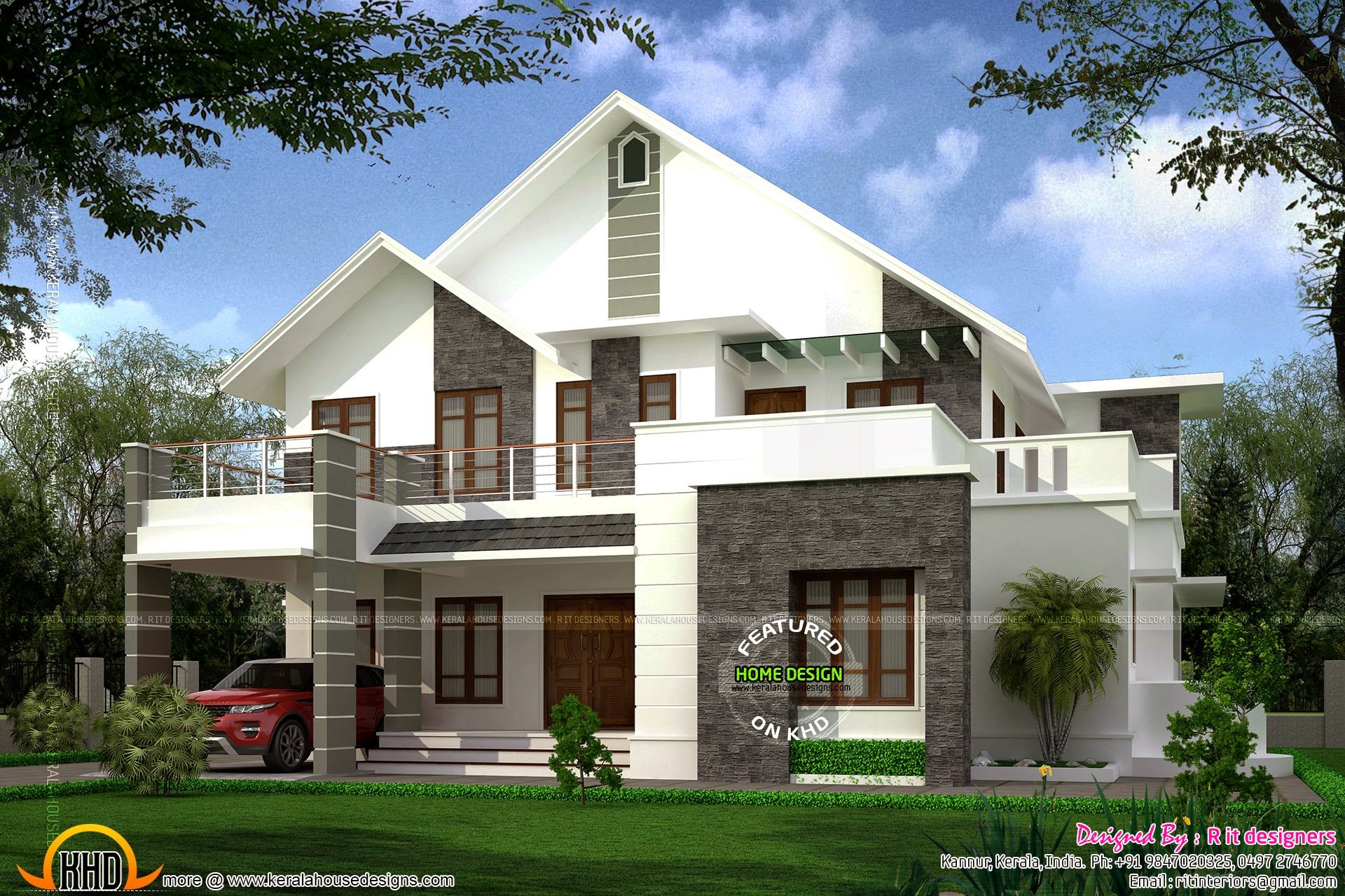 2873 square feet sloped roof villa Kerala home design 2873 square feet sloped roof villa Kerala home design