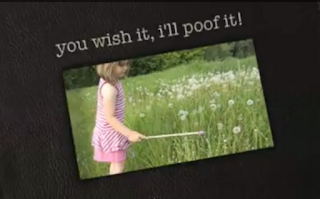 you wish it, I'll poof it, a little girl whacking the dandelions