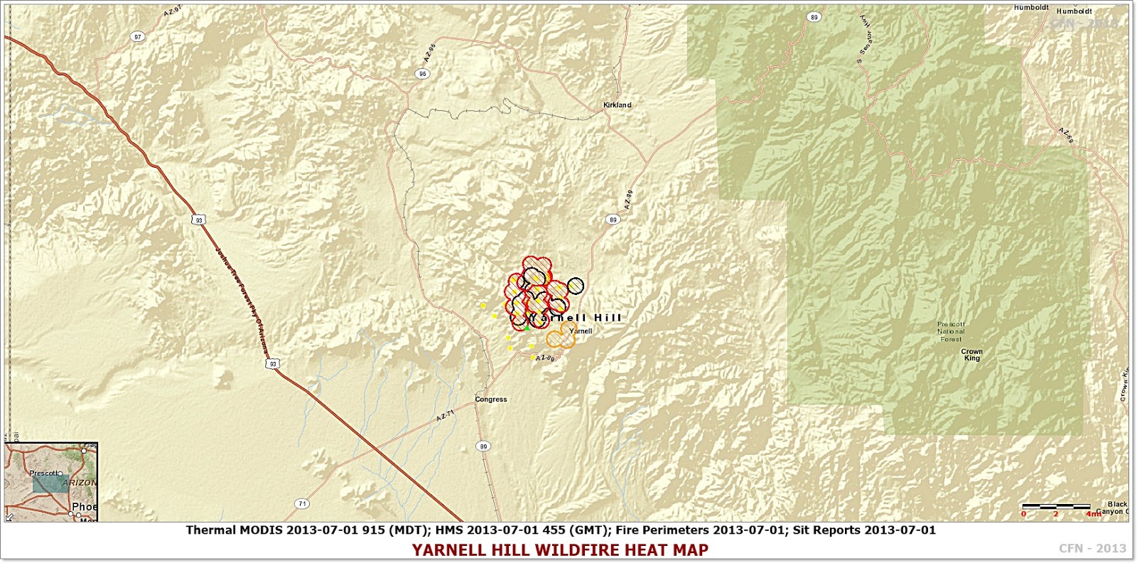 CFN CALIFORNIA FIRE NEWS CAL FIRE NEWS YarnellHillFire Yarnell Hill Fire 8,400 acres Fire