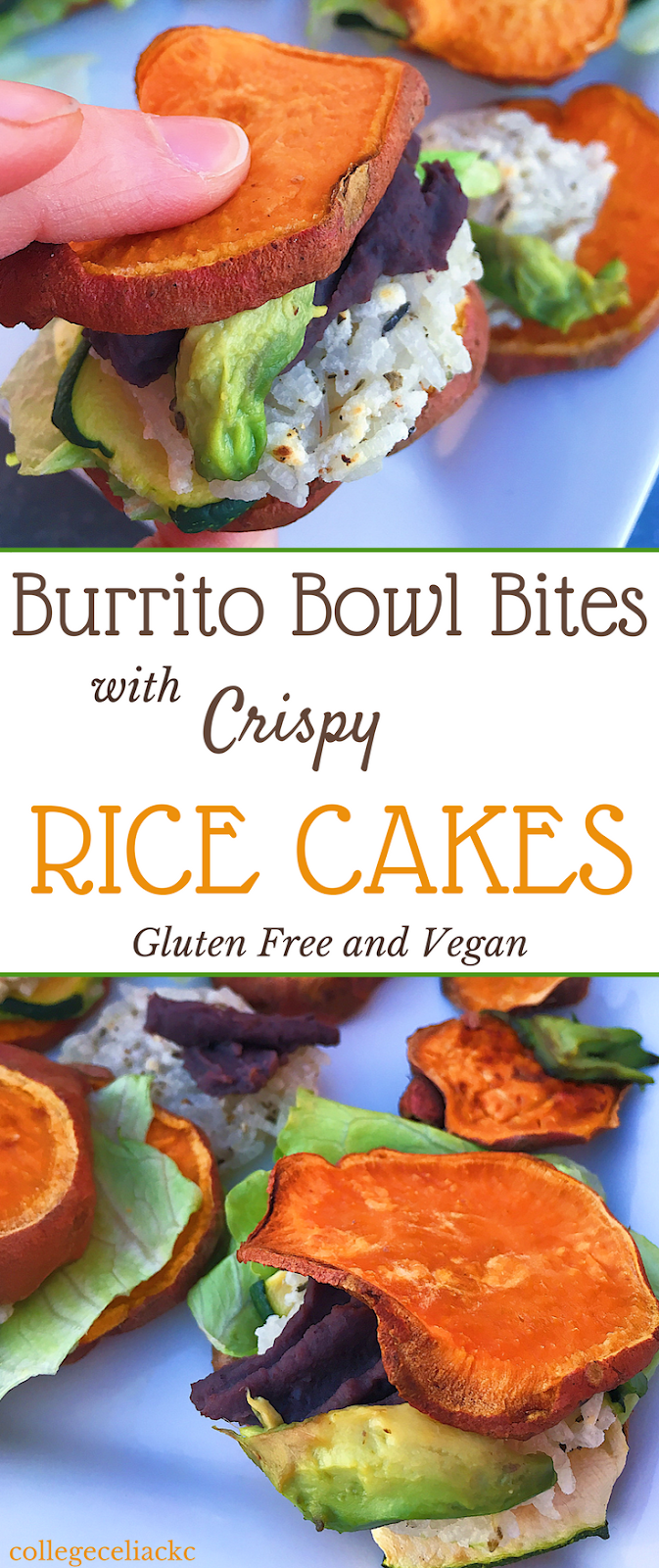 Burrito Bowl Bites with Crispy Rice Cakes (Gluten Free, Vegan)