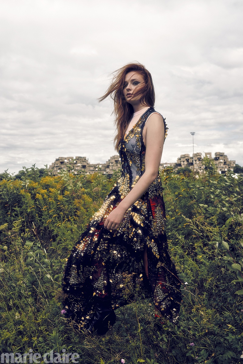 Sophie Turner wears Louis Vuitton ensembles for Marie Claire