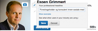 Endre headline LinkedIn Espen Grimmert