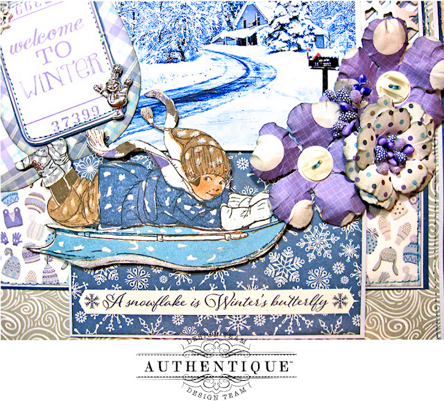 Authentique Frosted Memories Winter Layout by Kathy Clement Photo 04