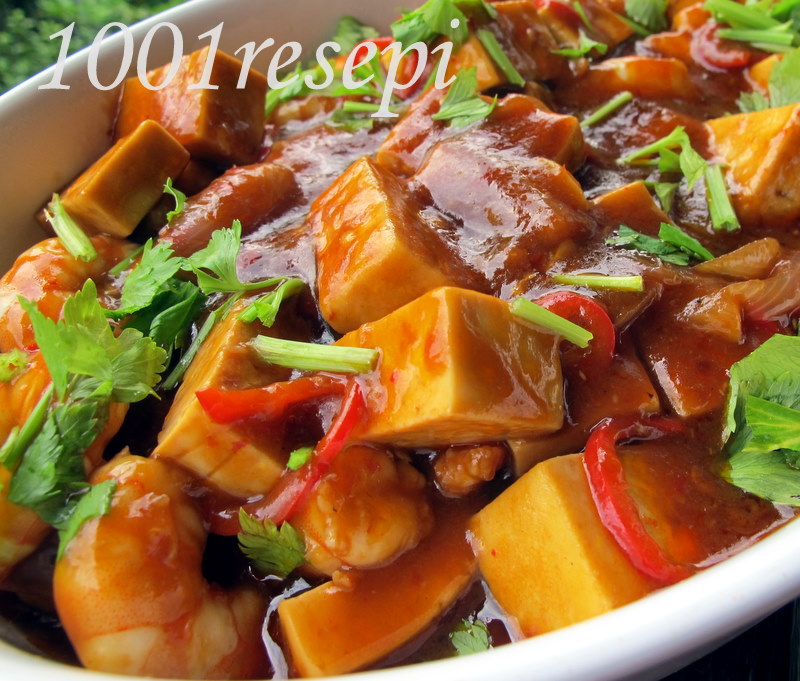 Koleksi 1001 Resepi: tumis tahu dan udang dalam sos tiram 
