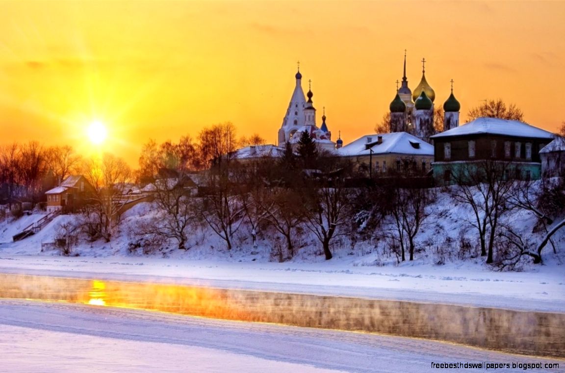 Snow in Moscow Church near the River wallpapers and images