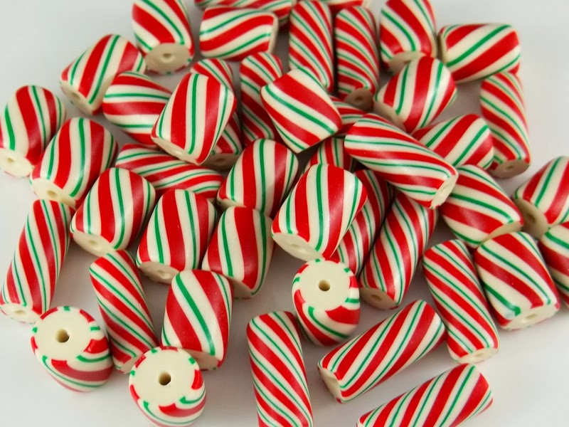 2 Good Claymates Candy Cane Beads