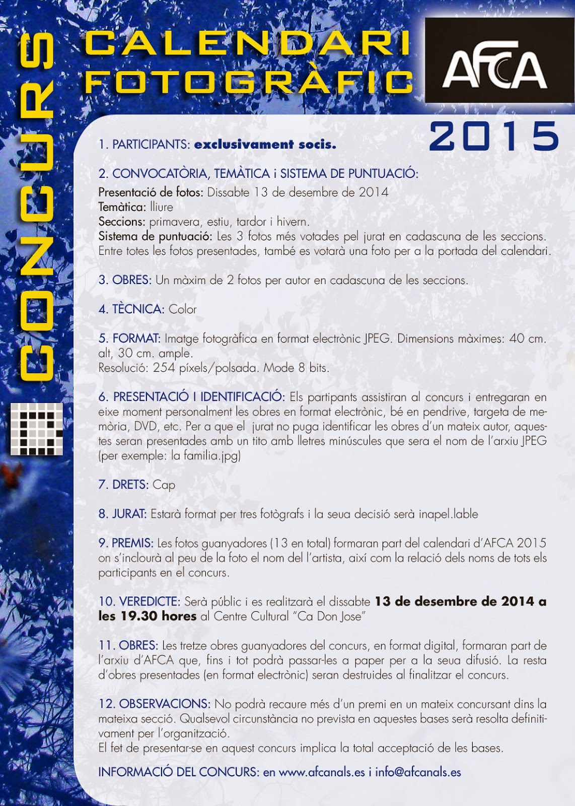 Concurs Fotogràfic CALENDARI 2015 d’AFCA