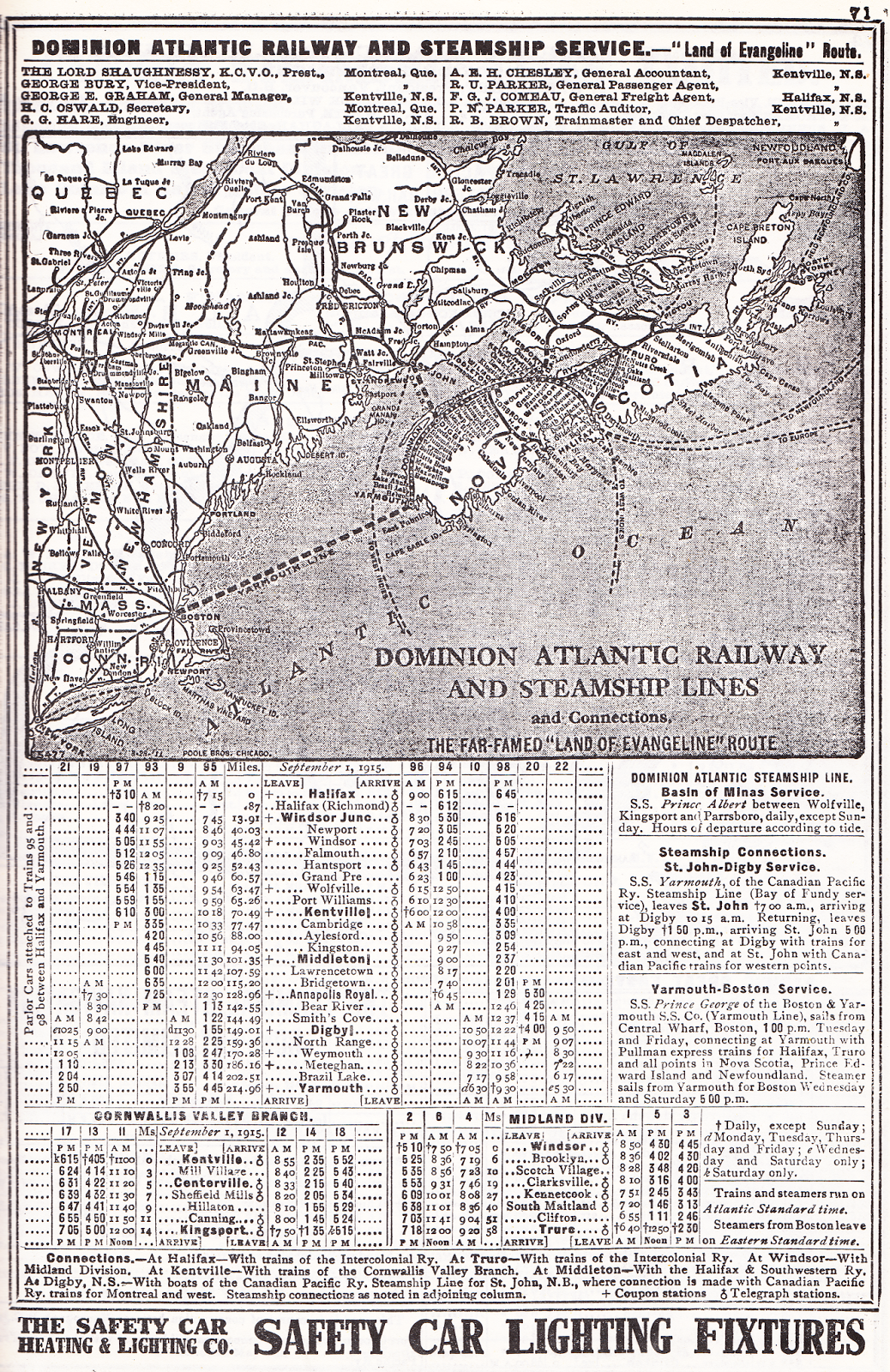 Rolly Martin Country Dominion Atlantic Railway, June 1916, Official Guide