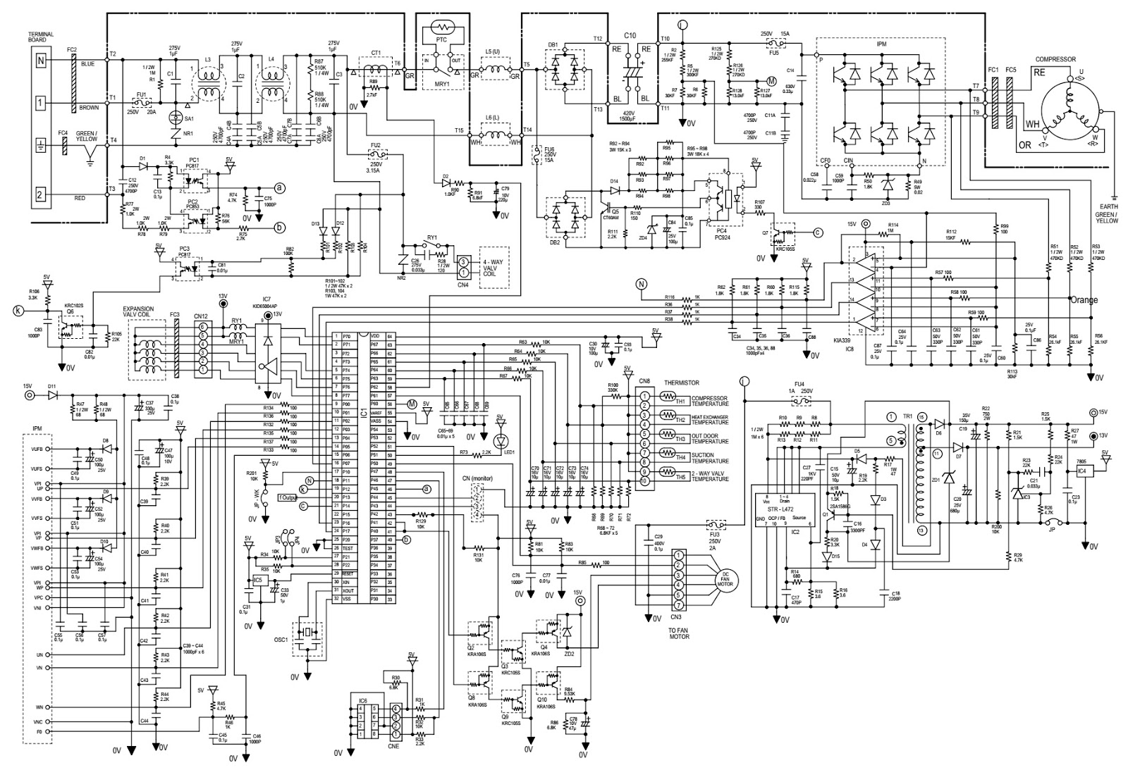 Sharp SPLIT TYPE ROOM AIR CONDITIONERS AY-XP07ER – electronic circuit